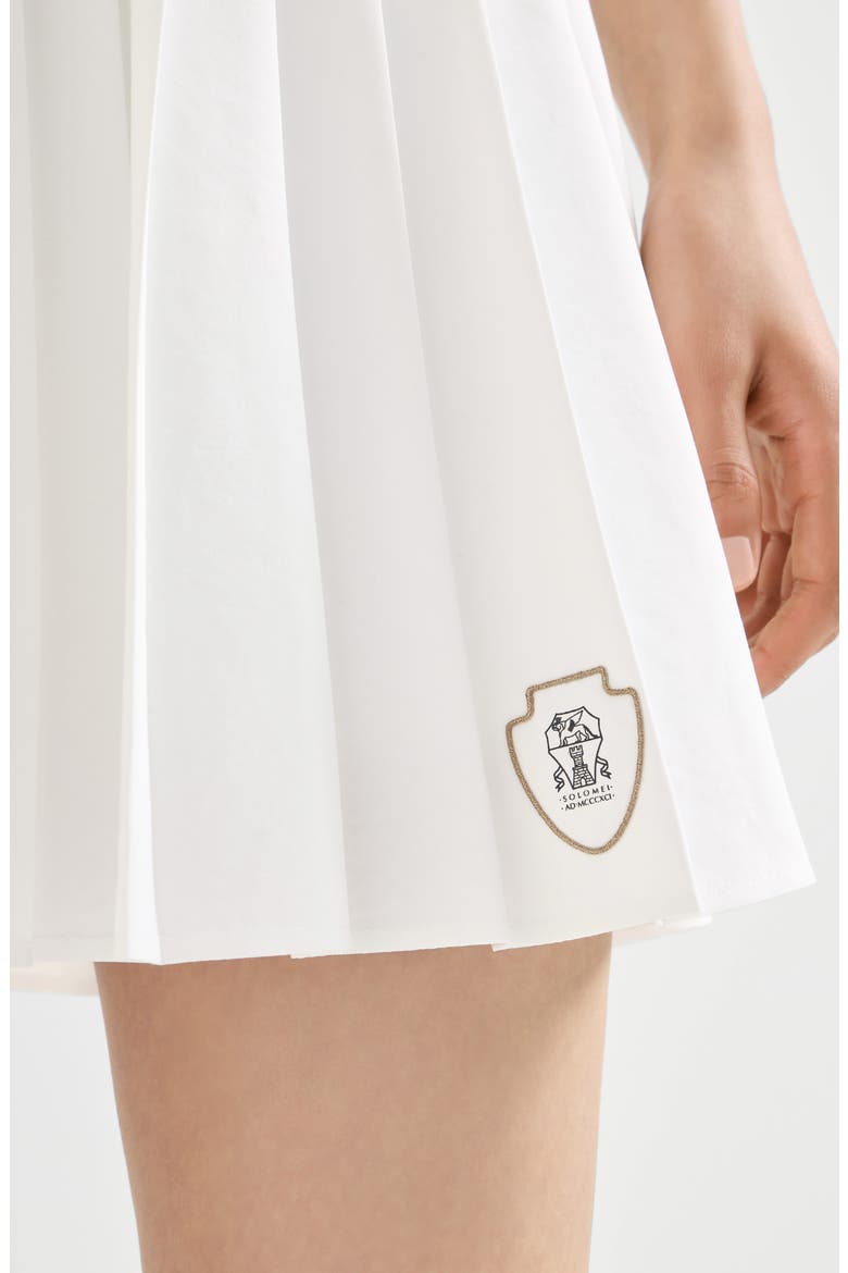 Techno poplin pleated skirt with logo, Alternate, color, White
