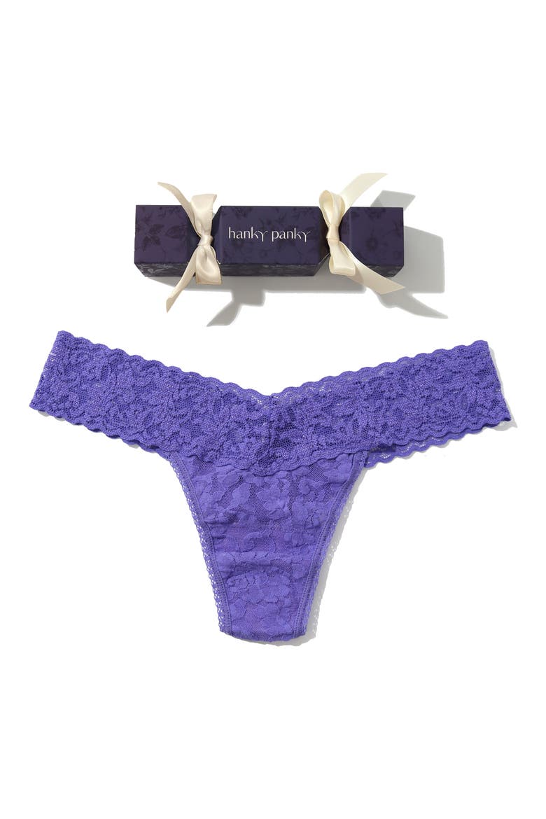 Holiday Cracker Low Rise Thong, Main, color, AFRICAN VIOLET