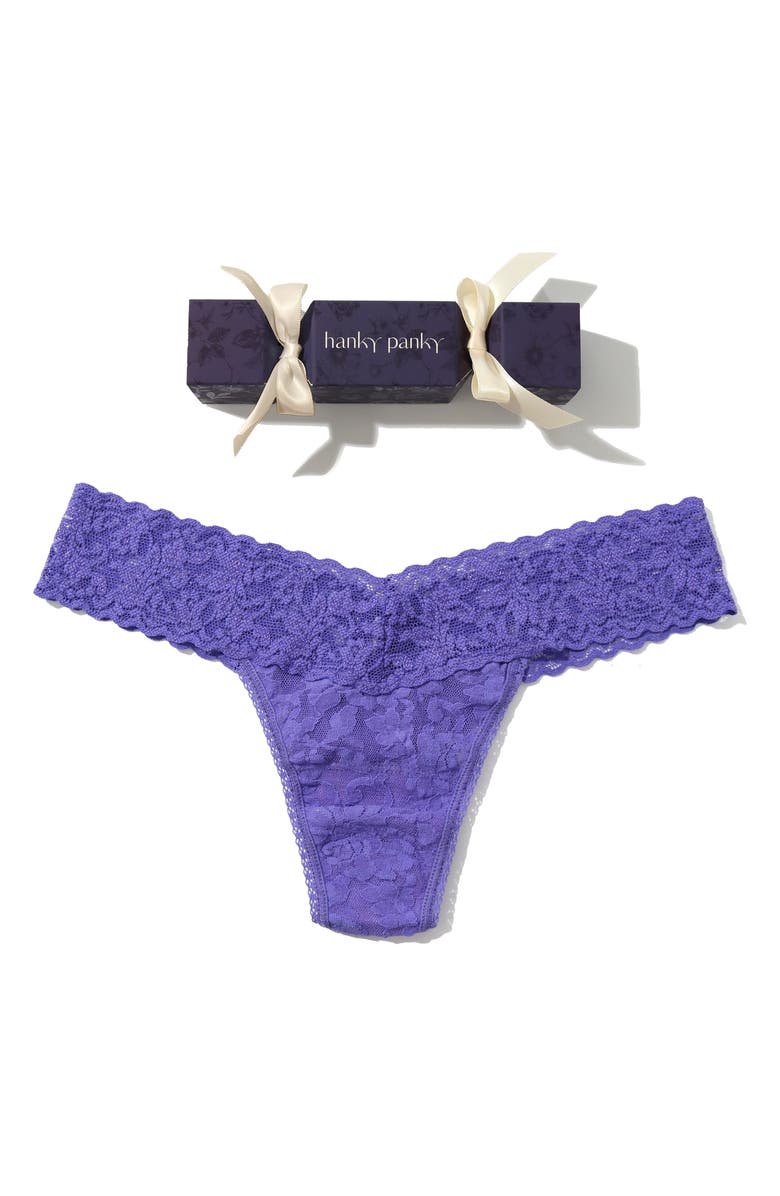 Hanky Panky Holiday Cracker Low Rise Thong, Main, color, African Violet