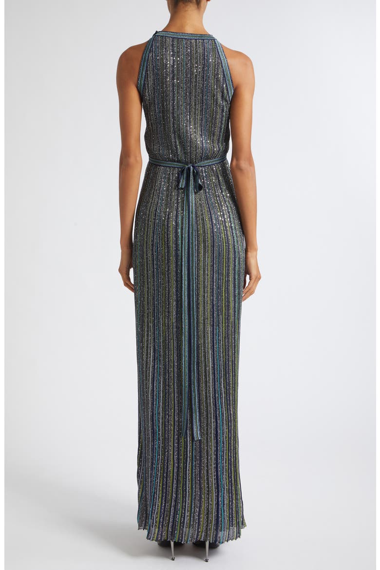 Sequin Stripe Knit Maxi Dress, Alternate, color, S616T-GREEN TONES
