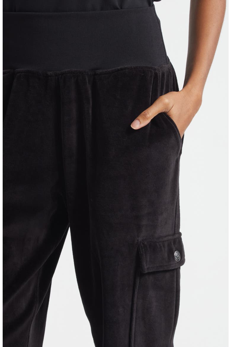 Giles Velour Ankle Pants, Alternate, color, BLACK