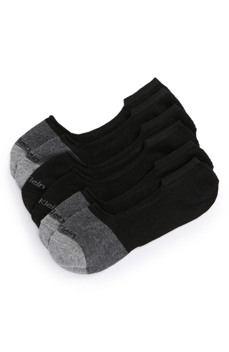 Calvin Klein 3-Pack No-Show Socks, Main, color, Black/ Charcoal Heather