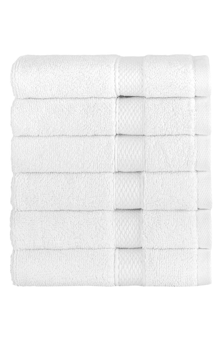 Linum Home Textiles 6-Pack Anovia Cotton Washcloths, Alternate, color, White