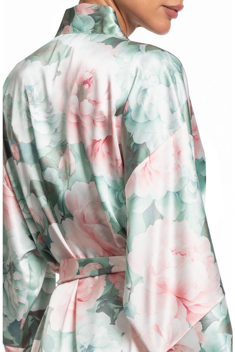 Gracie Lace Trim Satin Robe, Alternate, color, JADE FROST