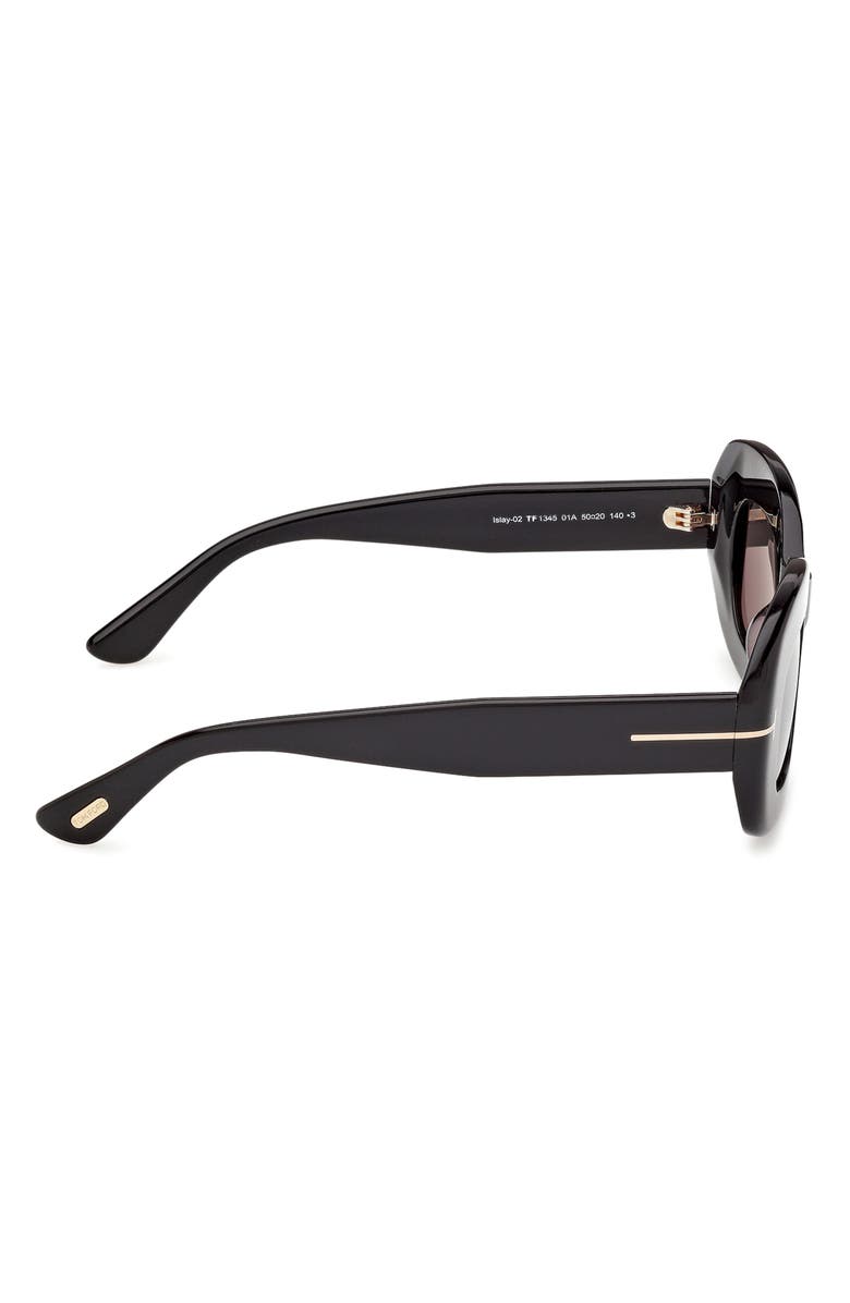TOM FORD Islay 50mm Small Rectangular Sunglasses, Alternate, color, Shiny Black / Smoke
