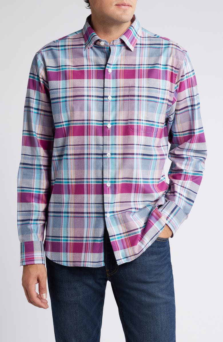 Tommy Bahama Lazlo Cheers Check Button-Up Shirt, Main, color, Festival