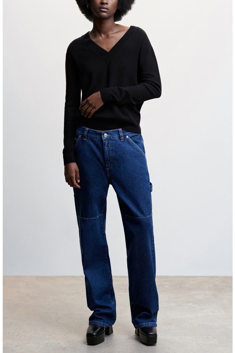 V-Neck Wool Sweater, Alternate, color, BLACK