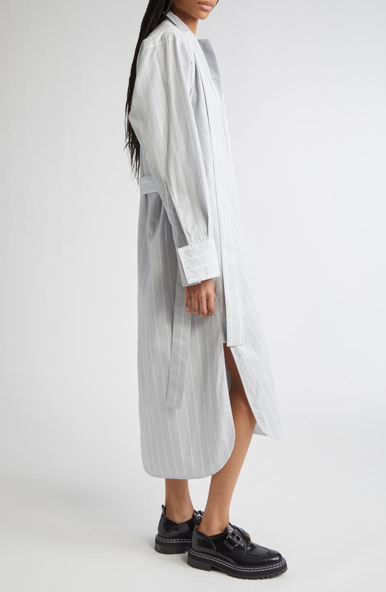 Proenza Schouler Phillipa Stripe Long Sleeve Cotton & Silk Poplin Midi Shirtdress, Alternate, color, Grey Multi