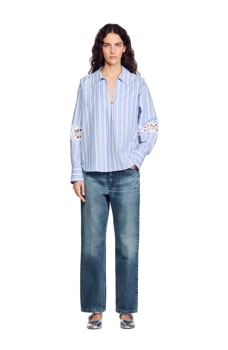 SANDRO Striped shirt, Alternate, color, Blu / White