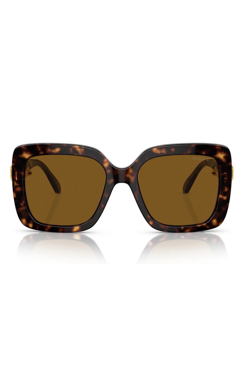 Swarovski 55mm Polarized Square Sunglasses, Main, color, Havana / Polar Brown