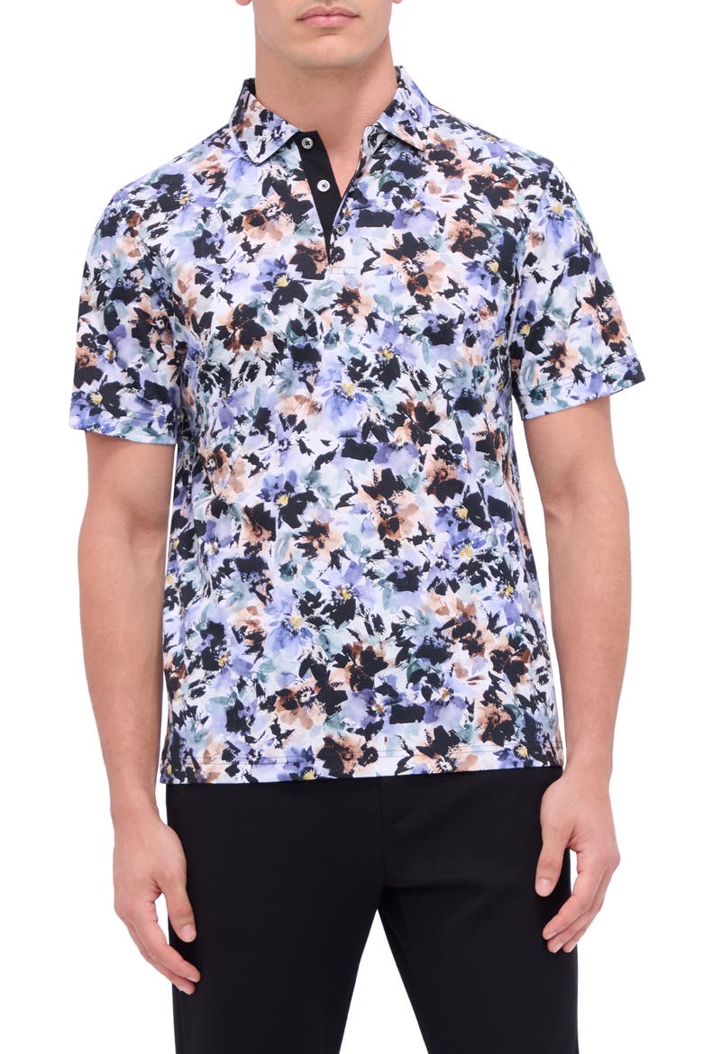 Hendrix Digital Floral Print Pima Cotton Polo, Main, color, LILAC