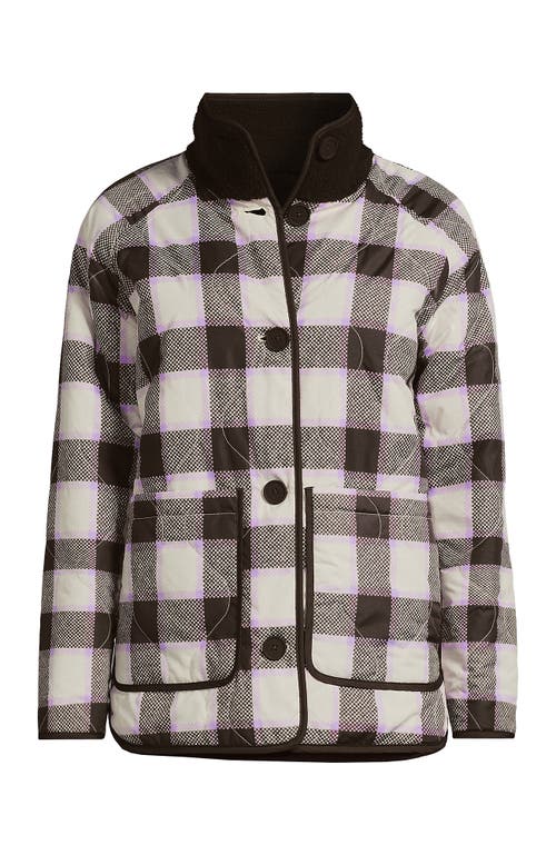 Lands' End Plus Size High Pile Fleece Reversible Mixed Media Long Jacket In Multi