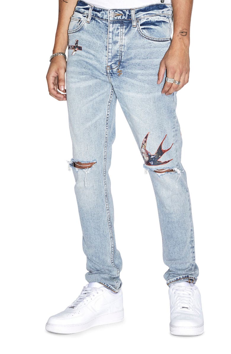 Ksubi Chitch Ecology Ripped Slim Tapered Leg Jeans, Main, color, 