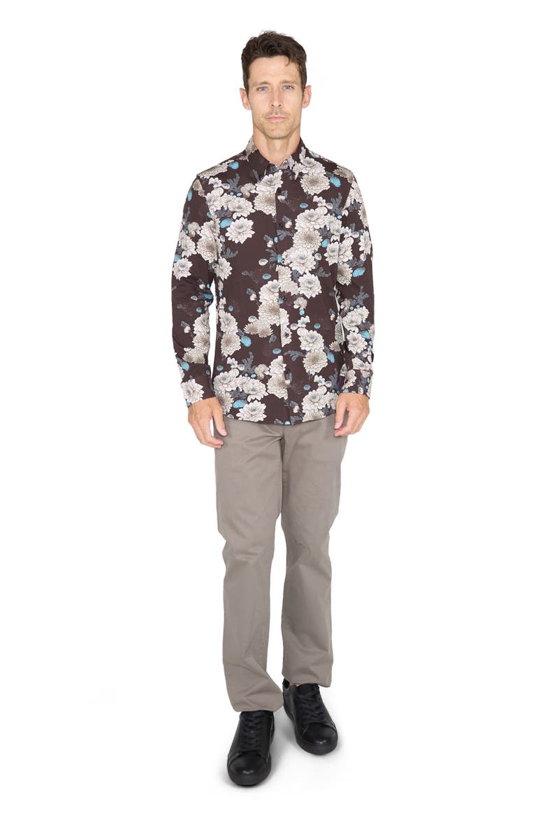 Sawyer Knit Button-Up Shirt, Alternate, color, Serious Floral Black