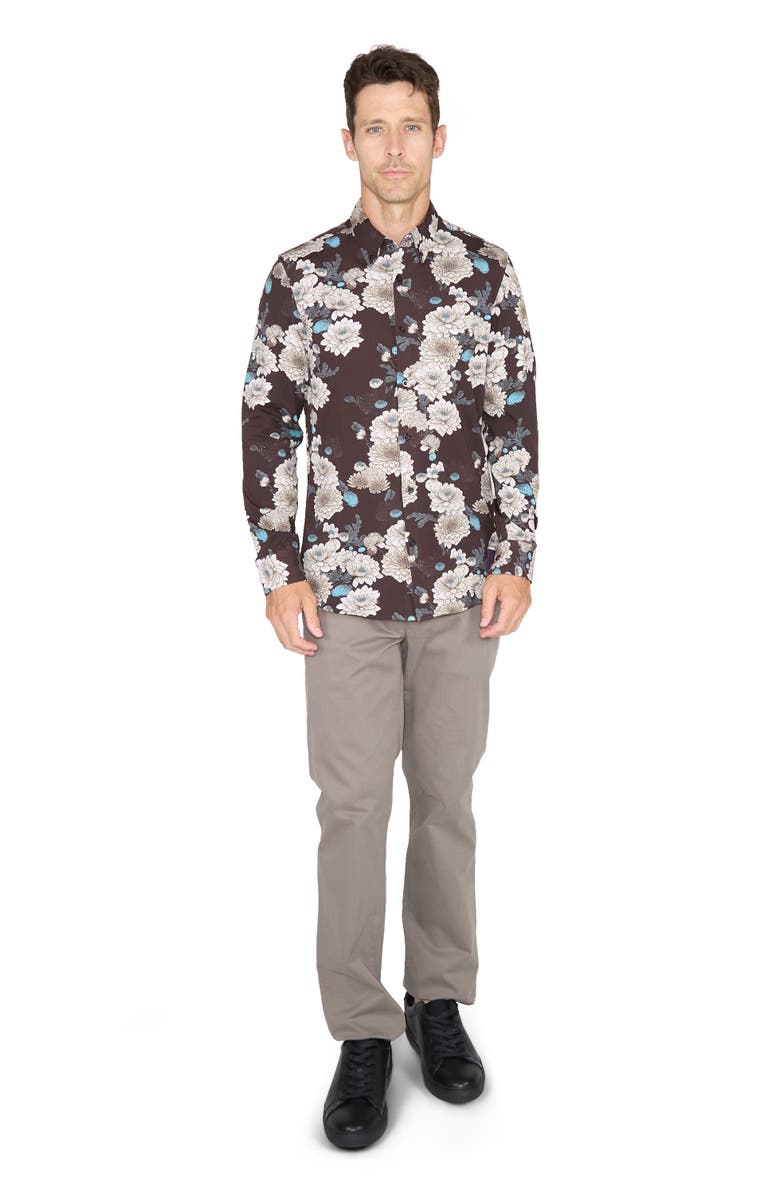 Lords of Harlech Sawyer Knit Button-Up Shirt, Alternate, color, Serious Floral Black