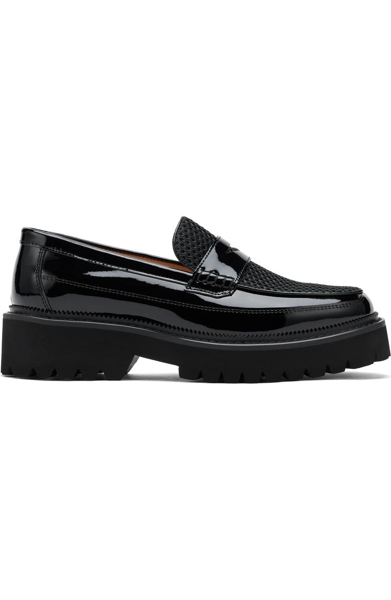 MARC NOLAN Ms. Adler Leather Lug Penny Loafers, Main, color, Black Patent