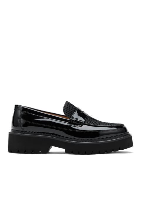 Ms. Adler Leather Lug Penny Loafers