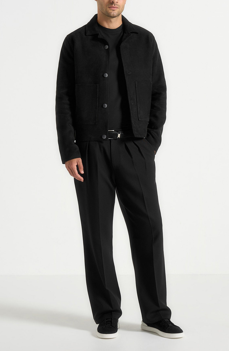 Manière De Voir Michel Suede Jacket With Revere Collar, Alternate, color, Black