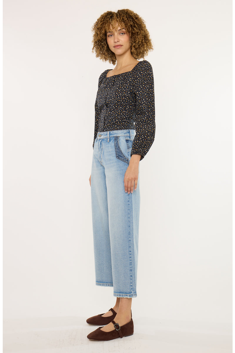 Lorinne High Rise Crop Wide Leg Jeans, Alternate, color, Medium Wash