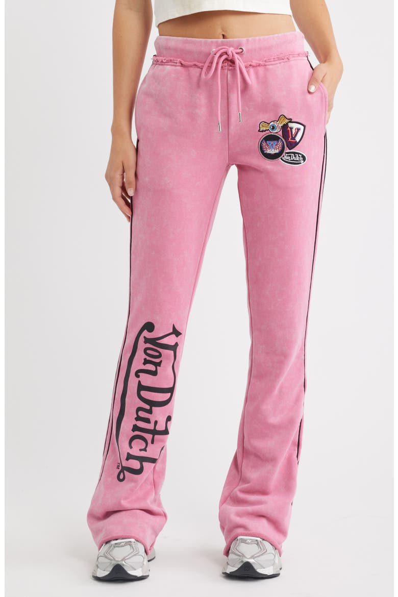 Low Rise Flared Raw Hem Sweatpants, Main, color, CHATEAU ROSE VINTAGE ACID WASH