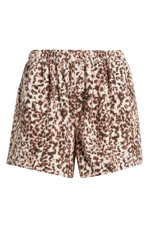 Open Edit Print Cozy Flannel Boxer Pajama Shorts In Brown