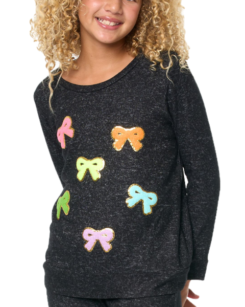 Hacci sweatshirt top with bow patches - Little Kid