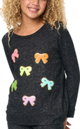 Malibu Sugar Hacci sweatshirt top with bow patches - Little Kid