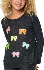 Malibu Sugar Hacci sweatshirt top with bow patches - Little Kid