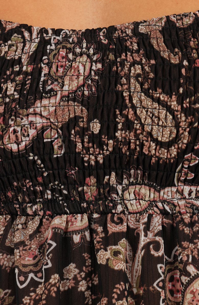 Petal & Pup Bates Paisley Floral Long Sleeve Chiffon Minidress, Alternate, color, Black Multi