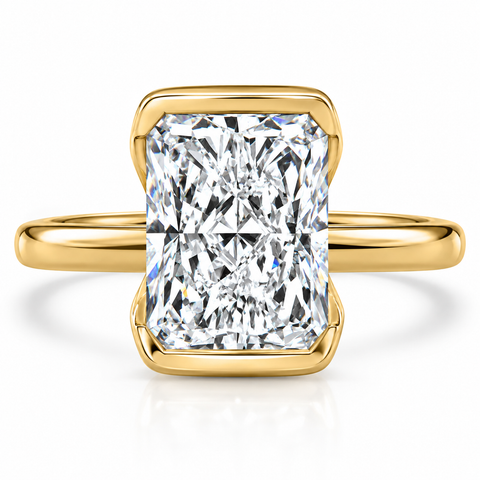Certified 4Ct Radiant Cut Diamond Bezel Engagement Ring Gold Lab Grown