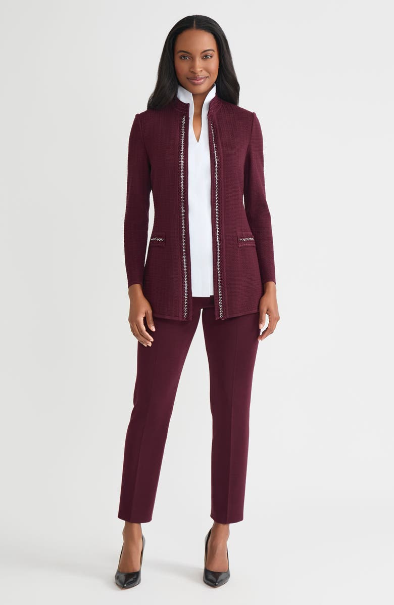 Misook Chain Link Trim Knit Jacket, Alternate, color,