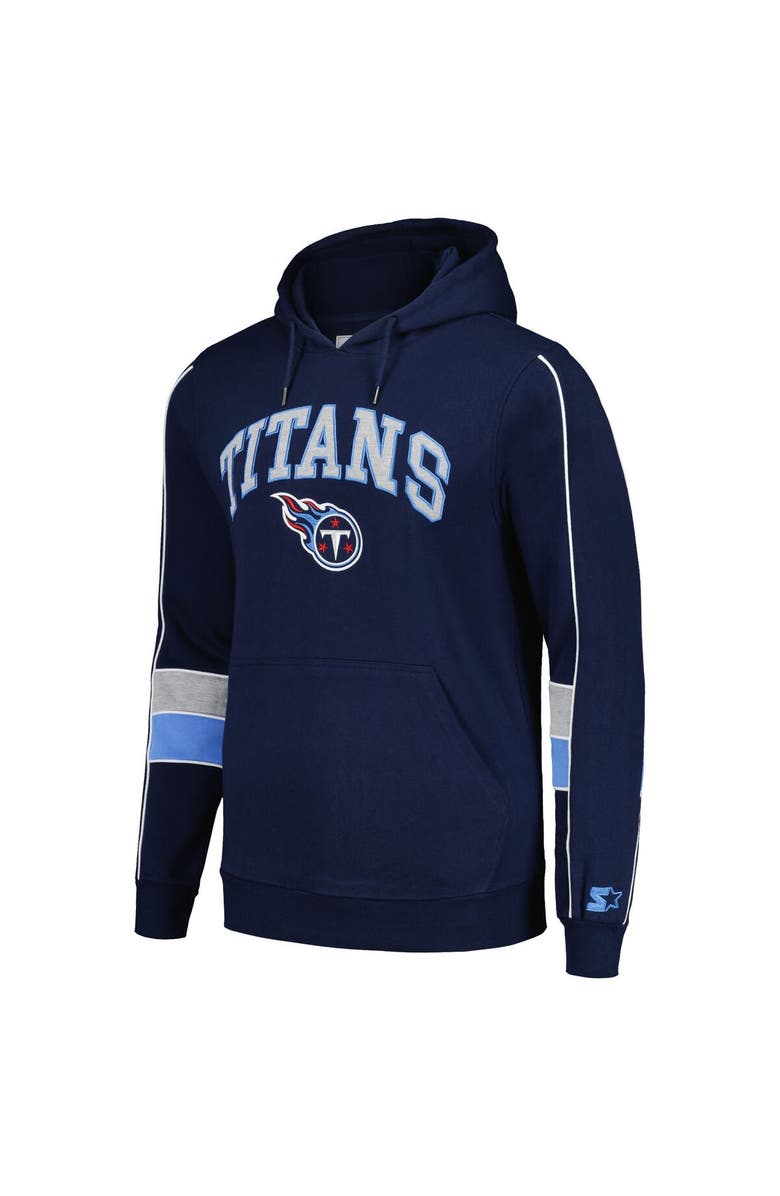 STARTER Men's Starter Navy Tennessee Titans Captain Pullover Hoodie, Alternate, color, Navy