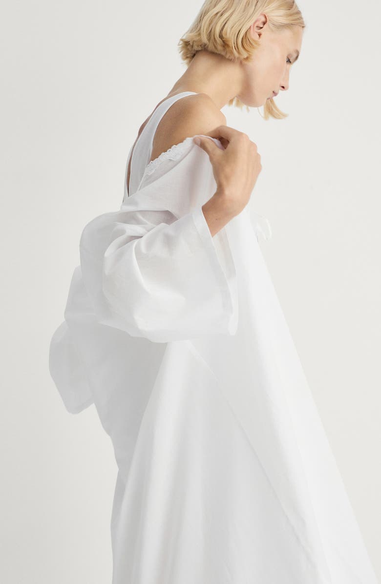 MANGO Lace Trim Cotton Robe, Alternate, color, 