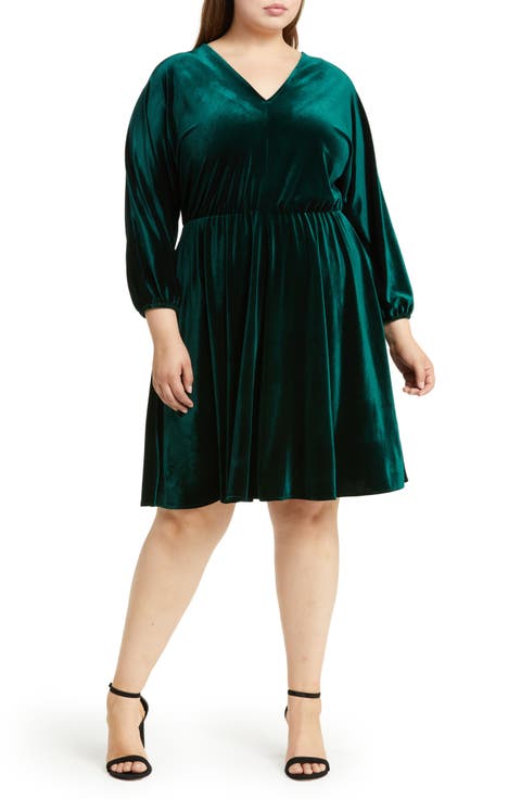 V-Neck Dolman Dress (Plus)