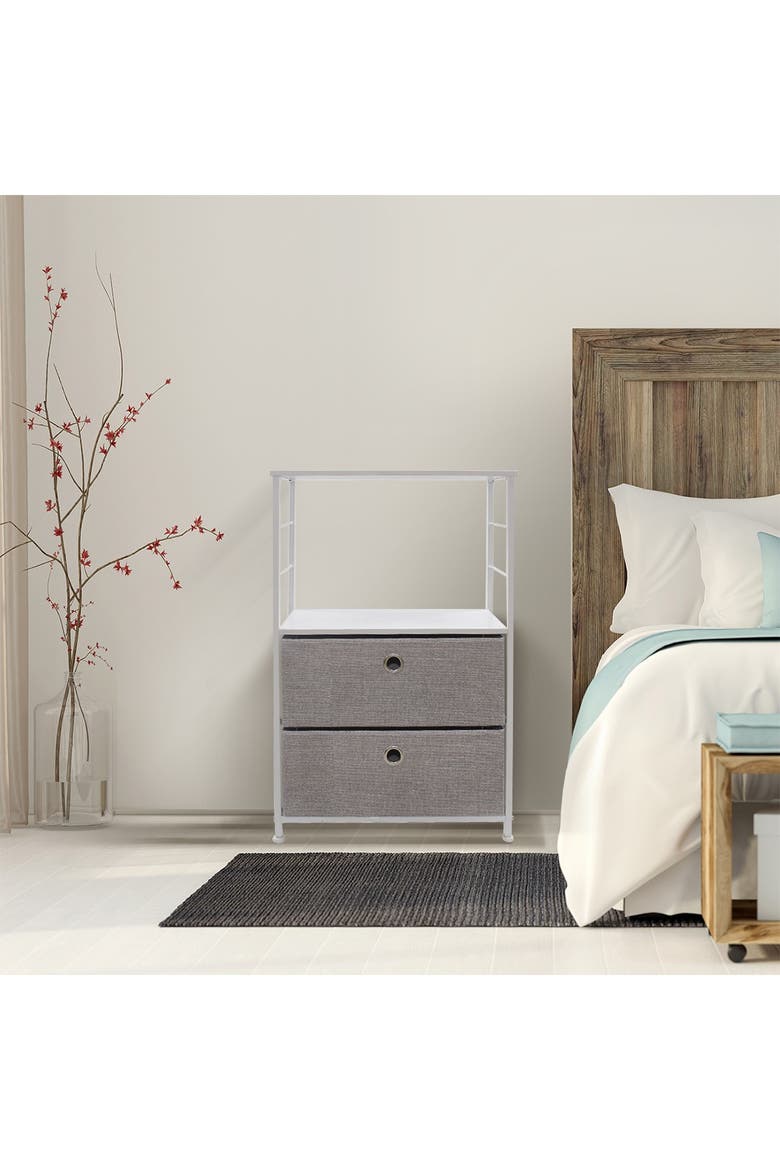 White 2 Drawer Table Dresser, Alternate, color, WHITE