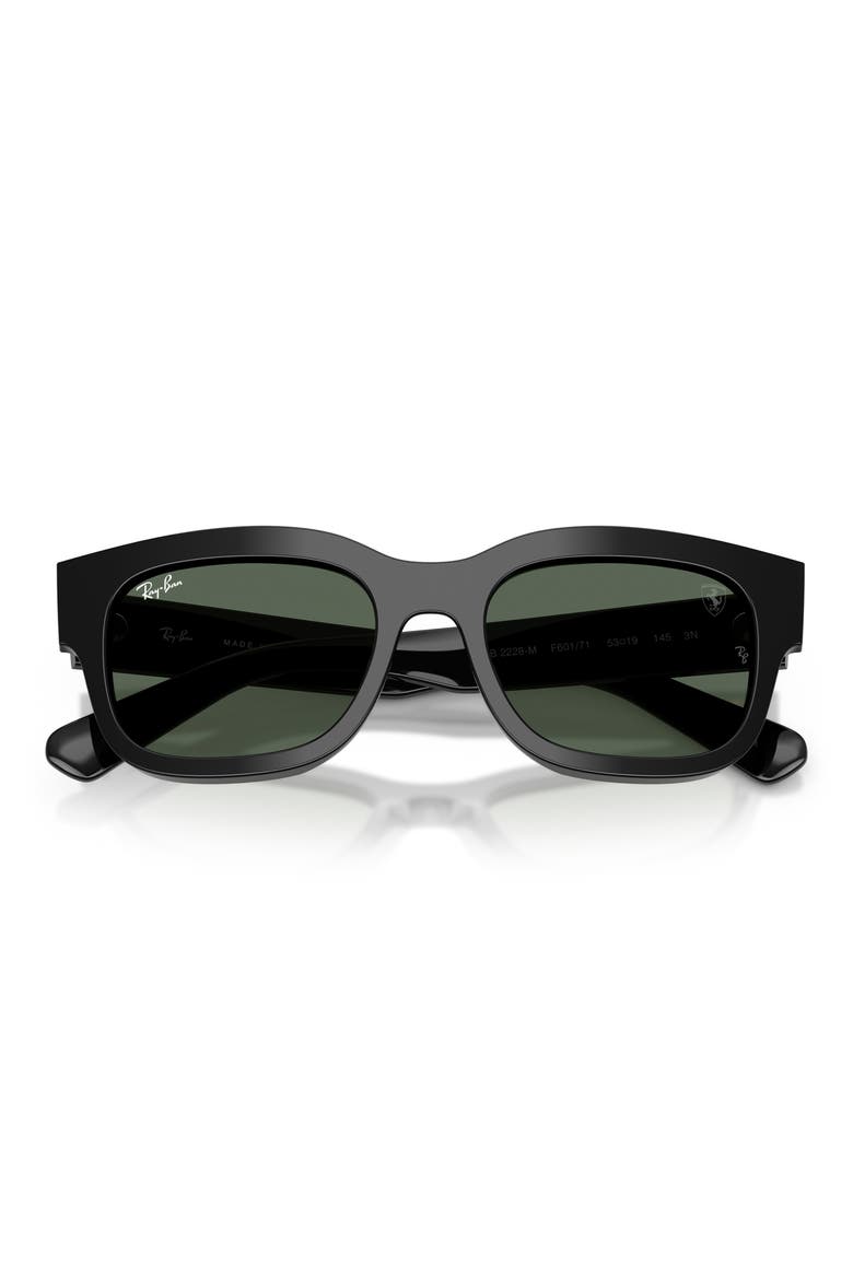 53mm Ferrari Square Sunglasses, Alternate, color, BLACK / DARK GREEN
