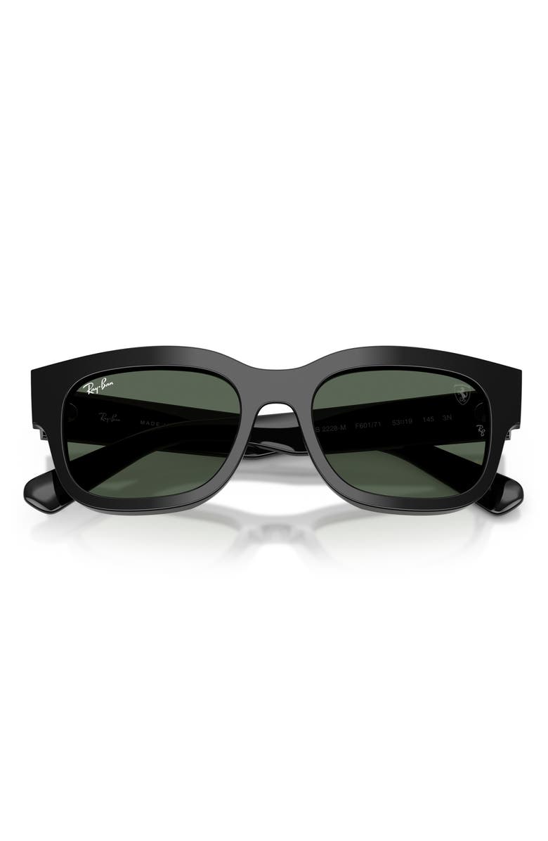 Ray-Ban 53mm Ferrari Square Sunglasses, Alternate, color, Black / Dark Green