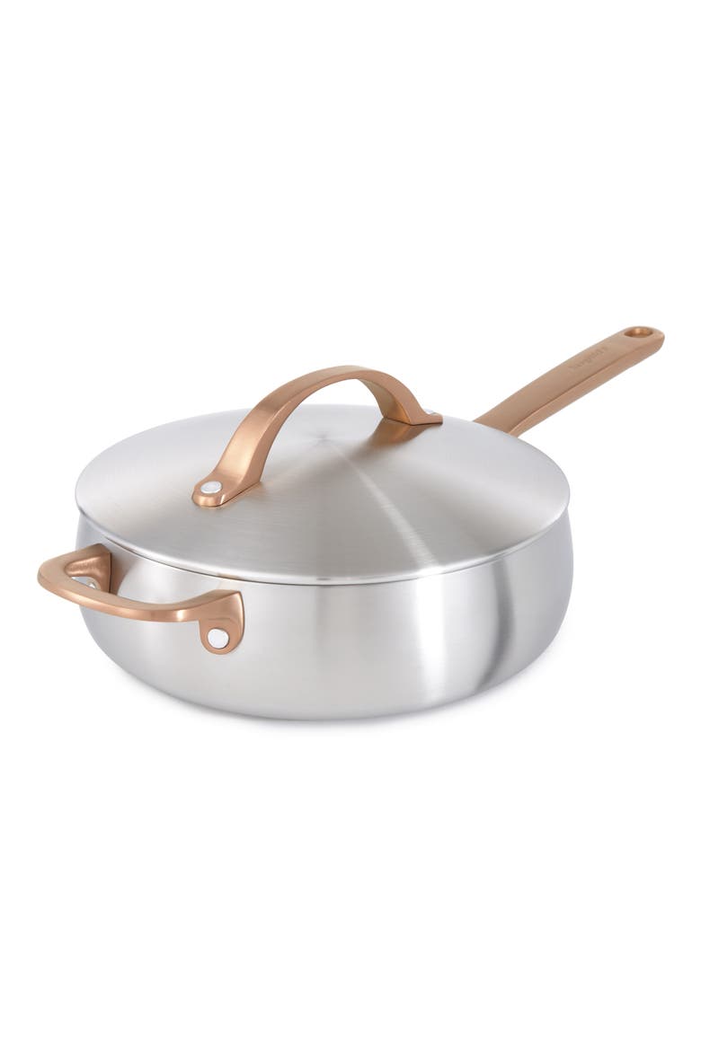 Belly Tri-Ply Stainless Steel 3-Quart Sauté Pan with Lid, Main, color, WARM BLUSH