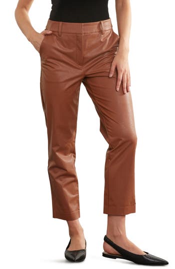 Commando Crop Tapered Faux Leather Trousers In Cocoa
