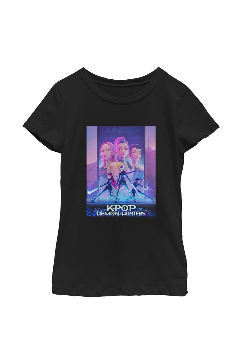 Girls' HUNTR/X World Tour Poster Graphic Short Sleeve T-Shirt, Main, color, Black