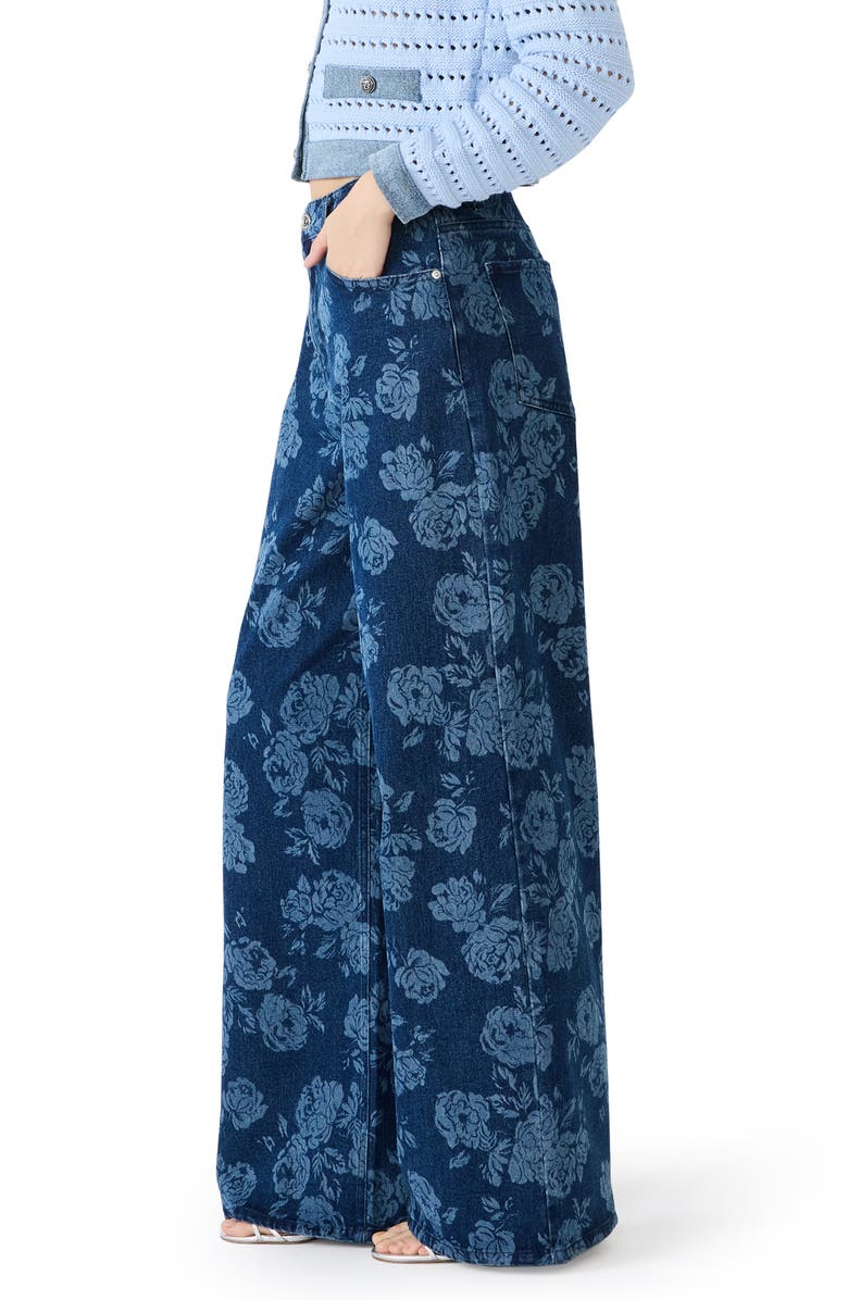 Steve Madden Jaxon Floral Wide Leg Jeans, Alternate, color, Rose Frost