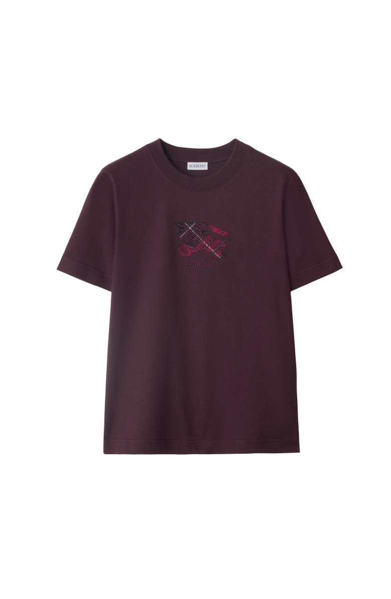 Burberry EKD Check Cotton T-shirt, Alternate, color, Wine Red