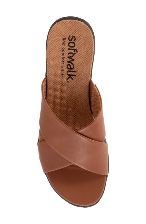 Softwalk ® 'tillman' Leather Cross Strap Slide Sandal In Luggage