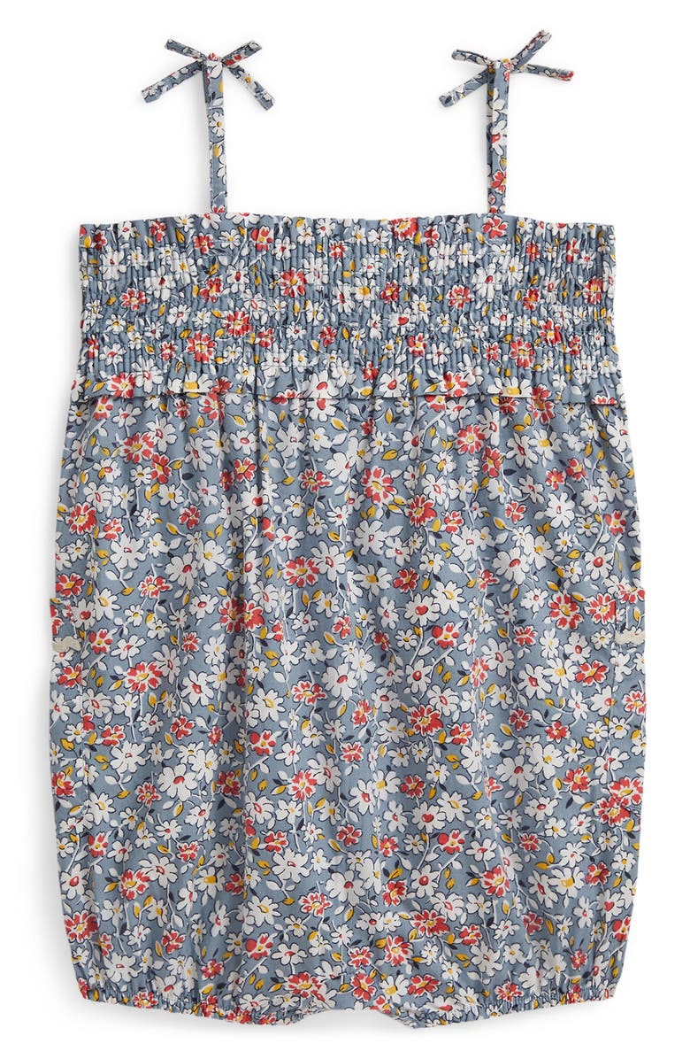 Ralph Lauren Floral Smocked Bodice Cotton Poplin Romper, Alternate, color, Lydston Floral