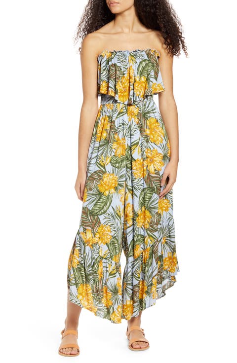 Ruffle Detail Strapless Jumpsuit