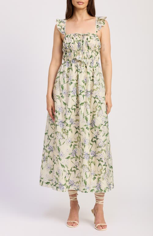 En Saison Charleston Ruffle Shirred Midi Sundress In Blue