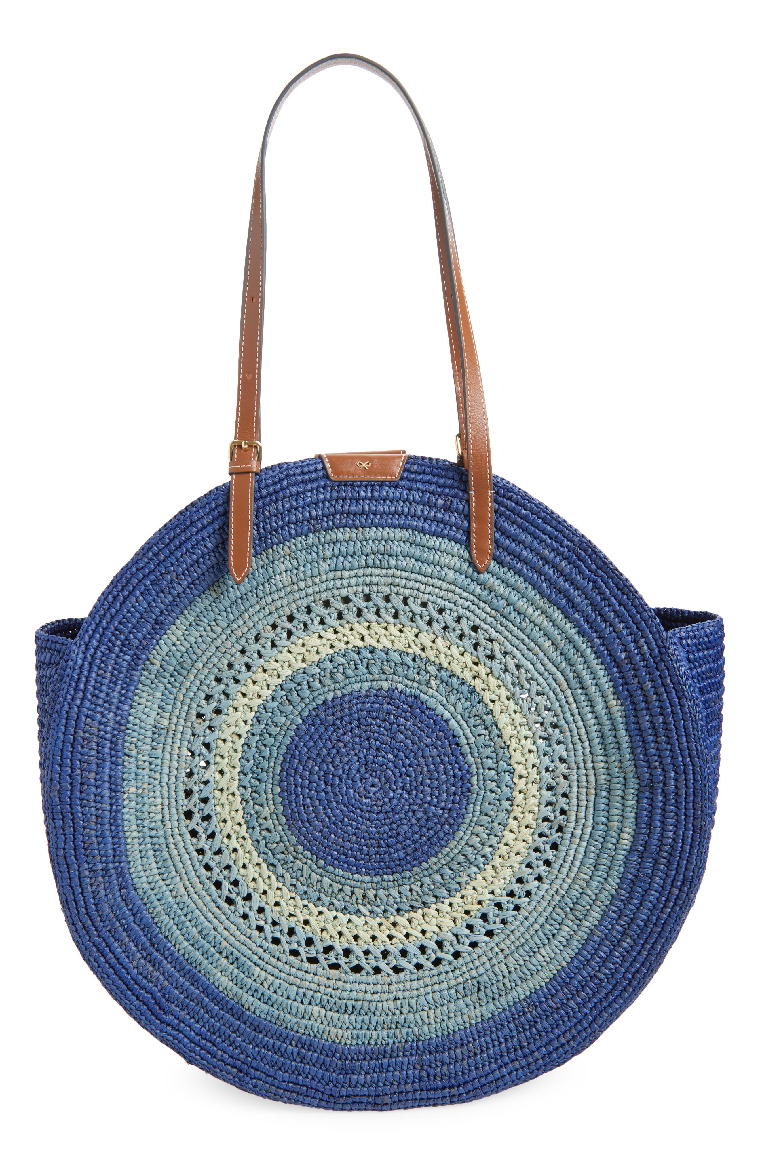 Anya Hindmarch Bow Round Raffia Tote, Alternate, color, Monday