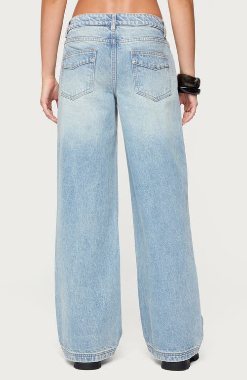 Edikted Dema Western Low Rise Light Rinse Wash Jeans In Blue