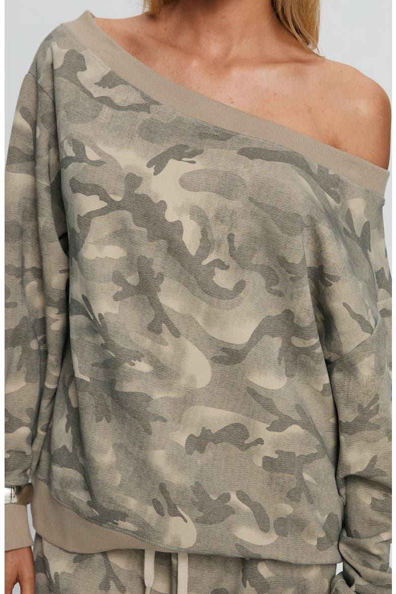 Wellness Camo One-Shoulder Sweatshirt, Alternate, color, WASHED CAMO