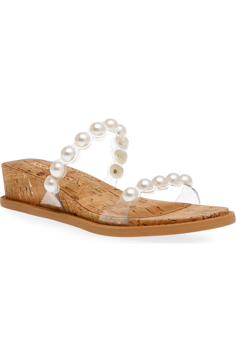 Anne Klein Bee Imitation Pearl Slide Sandal, Main, color,